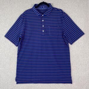 Stitch Mens XL Golf Polo Shirt Blue Orange Striped Short Sleeve
